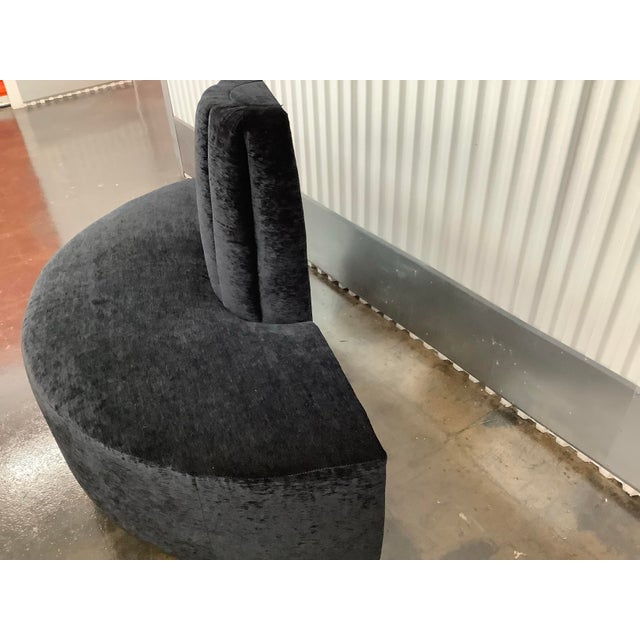Textile Modern Upholstered Curved Sofa With Cylindrical Backrest, Modern, Black Semi-Circular For Sale - Image 7 of 8