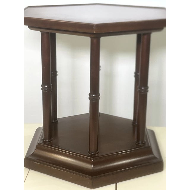 Brown Vintage Maryland Classic Vintage Hexagon End Side Table For Sale - Image 8 of 9