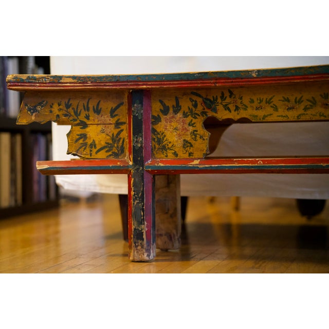 Early 20th Century Antique Chinese Hand-Painted Elm Bench For Sale - Image 5 of 10