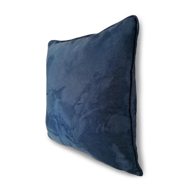 Faux suede rich ocean blue-teal pillow. Piping along edges.