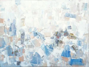 2021 "Prayer on the Mount" Large Contemporary Pastel Toned Gestural Abstract Painting by Peter Wu