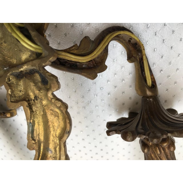 Gold Rococo Style Wall Sconce, 1950s For Sale - Image 8 of 10
