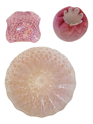Three Pieces of Pink Art Glass - Set of 3