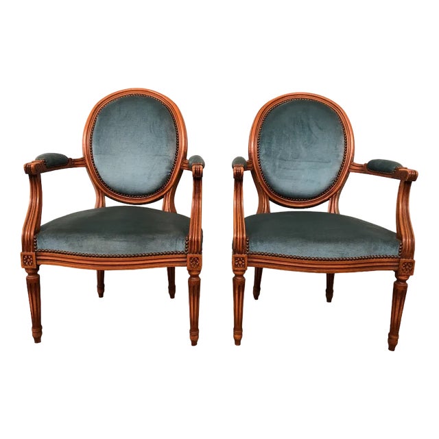 Set of Louis XVI Style Armchairs, 1920s For Sale