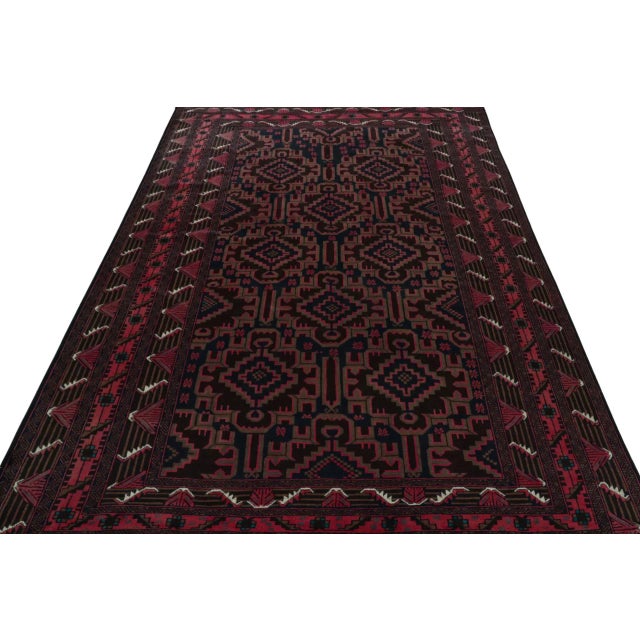Contemporary Rug & Kilim’s Contemporary Baluch Rug in Red and Blue Patterns For Sale - Image 3 of 7