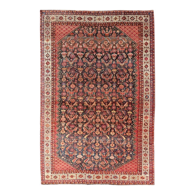 19th Century Antique Persian Qashqai Rug 6' X 9'3" For Sale