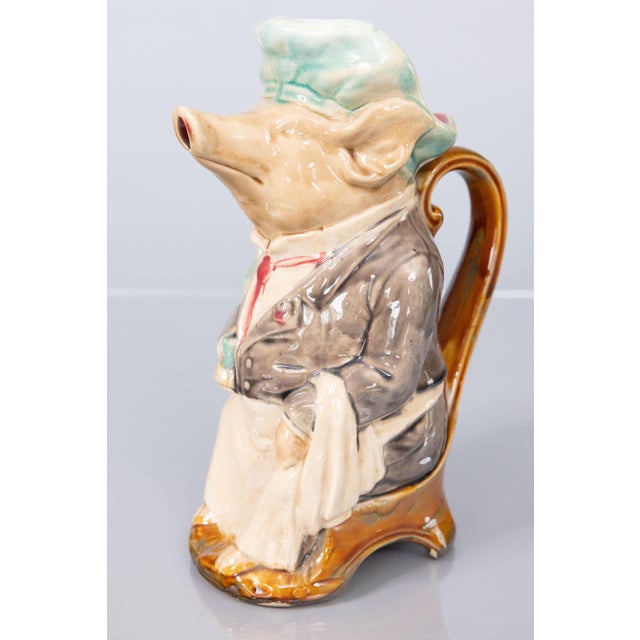 19th Century French Onnaing Majolica Pig Waiter Pitcher For Sale - Image 9 of 9