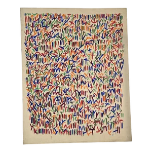 1970s Colorful Edith Issac Rose Large Abstract Painting