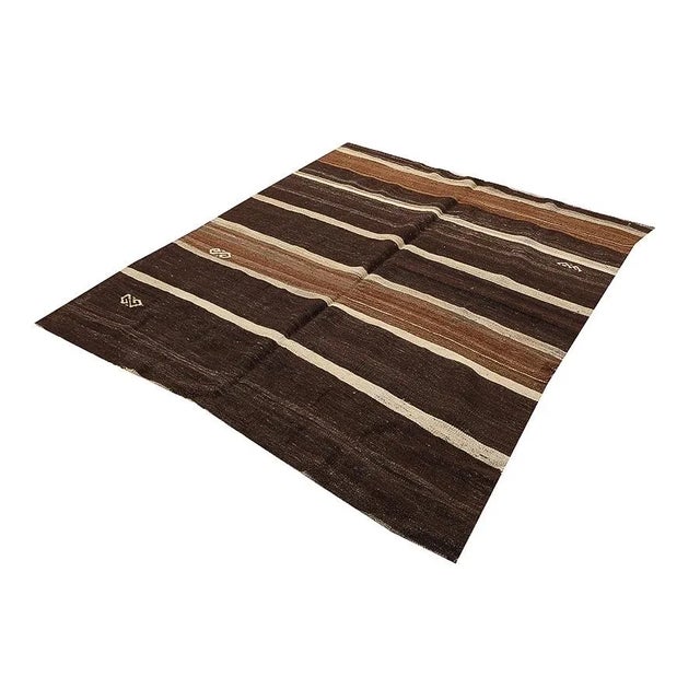 Traditional Brown Vintage Goat Hair Kilim Rug For Sale - Image 3 of 7