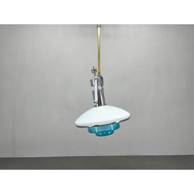 Bauhaus Adjustable Ceiling Light in Brass and Glass from Otto Mueller, 1930s For Sale - Image 6 of 17