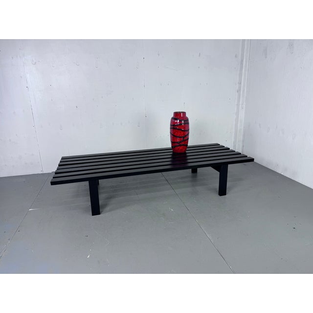 Mid-Century Modern Japandi Black Slat Bench Coffee Table by Martin Visser for T Spectrum, 1960s For Sale - Image 9 of 13