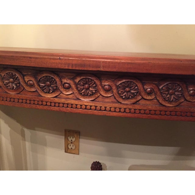 Burnt Umber 1990s French Style Mahogany Hand-Carved Curved Console Table For Sale - Image 8 of 13