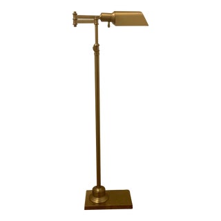 Heavy Brass Adjustable Swing Arm Pharmacy Floor Lamp For Sale