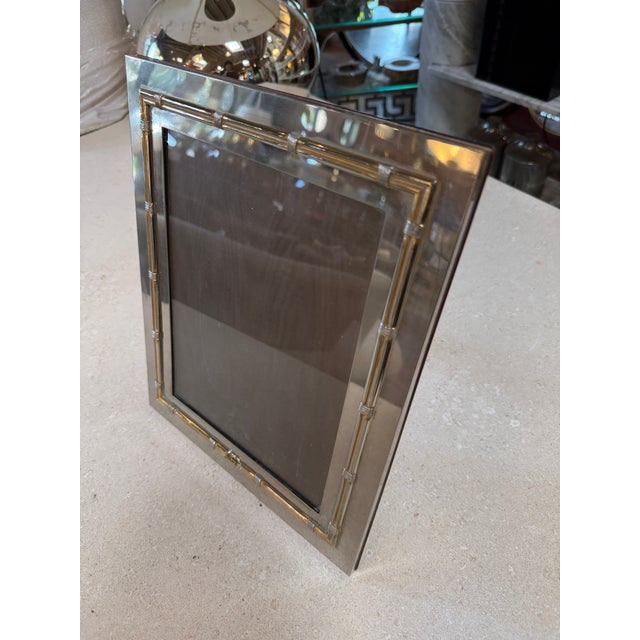 Metal Vintage Gucci Silver & Gold Tone Picture Frame 7 X 9 For Sale - Image 7 of 8