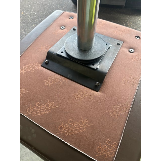 1970s De Sede Leather and Metal Swivel Chairs- A Pair For Sale - Image 12 of 12