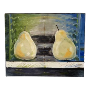 “Pears as Sun & Moon” Original Contemporary Impressionist Acrylic Painting by Will Koenig