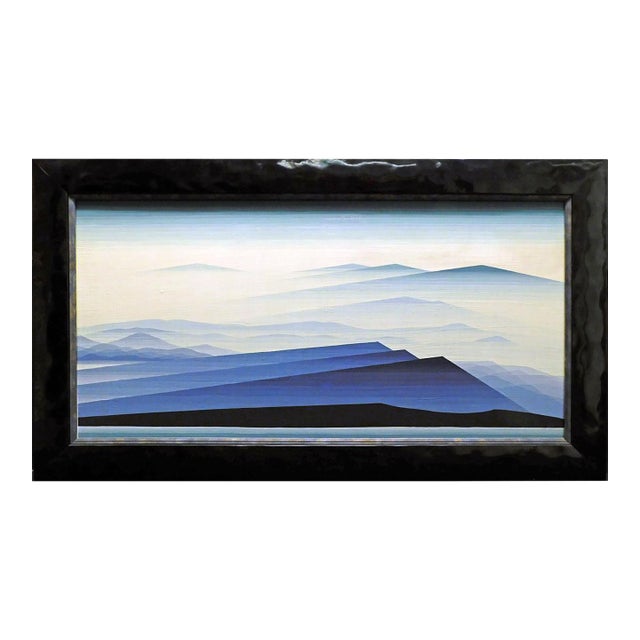 Eyvind Earle Untitled Blue MTN Hand Signed Original Oil on Panel Make an Offer For Sale