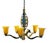 Art Deco Bronze Chandelier Details with 5 Glass Shades, 1930s For Sale - Image 9 of 18