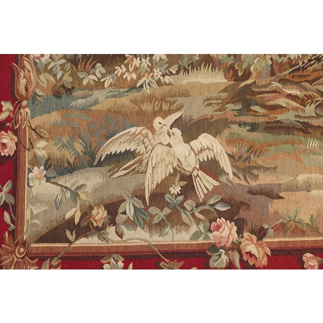 French Vintage French Handmade Nature Pictorial Tapestry, Wall Hanging For Sale - Image 3 of 6