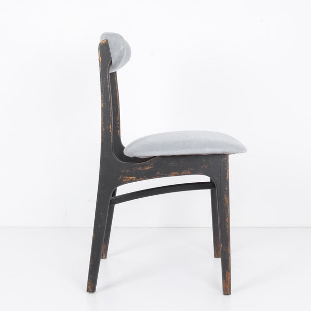 1970s Polish Wood Black Patinated Chair with Upholstered Seat and Back For Sale - Image 17 of 18