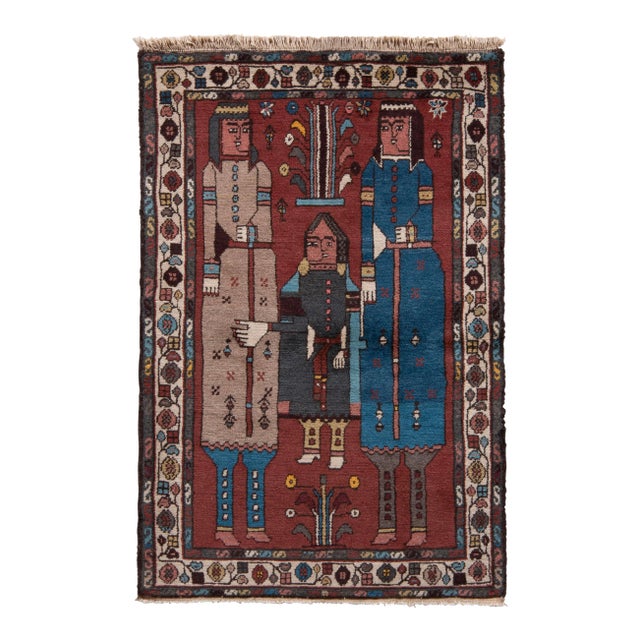 Hand-Knotted Lori Persian Rug in Brown Pictorial Pattern For Sale