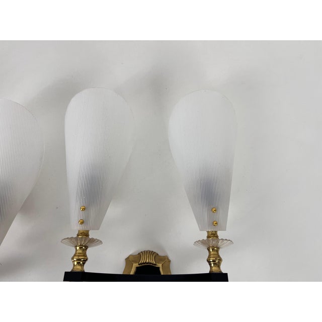 Mid-Century Modern Brass and Plexiglass Wall Lamps by Maison Arlus, 1960, France - A Pair For Sale - Image 3 of 13