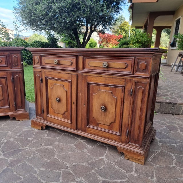Wood Late 18th Century Bolognese Walnut Credenzas, Set of 2 For Sale - Image 7 of 13