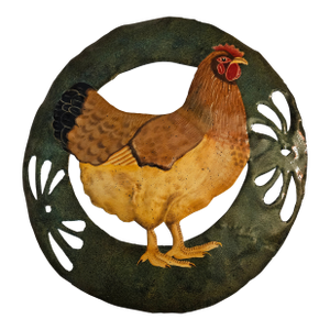 Vintage Hand-Painted Metal Rooster Wall Art (2)
