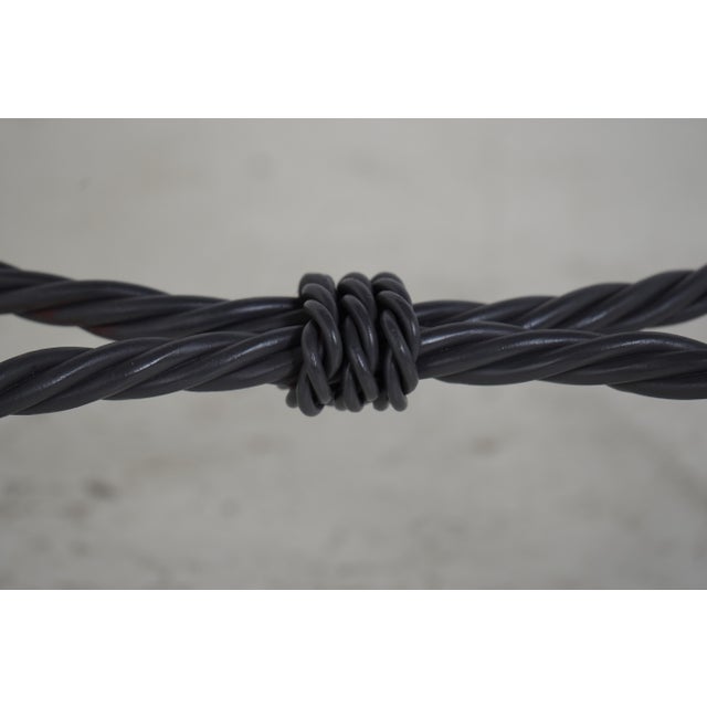 Pair Rope Twist Iron Horse Print Upholstered Benches For Sale In Philadelphia - Image 6 of 12