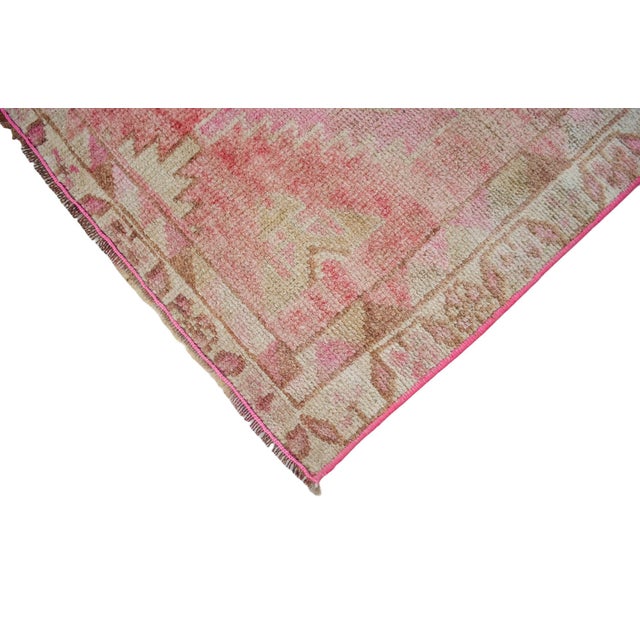 Vintage Turkish Hand-Knotted Runner Rug Pink Hallway Kitchen Decor - 2′6″ × 11′5″ For Sale - Image 10 of 12