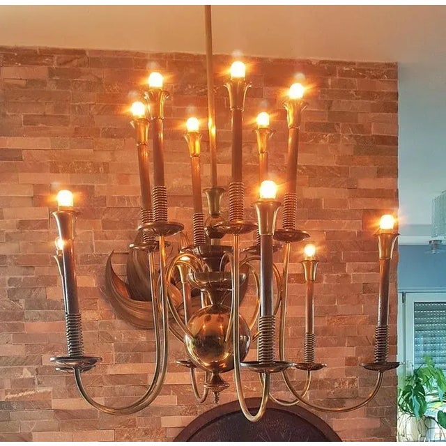 Mid-Century Italian Brass Chandelier, 1950s For Sale - Image 6 of 18
