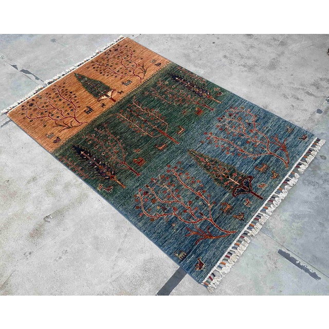 Abstract Vintage Persian Gabbeh Wool Landscape Rug – 120x177 Cm For Sale - Image 3 of 18
