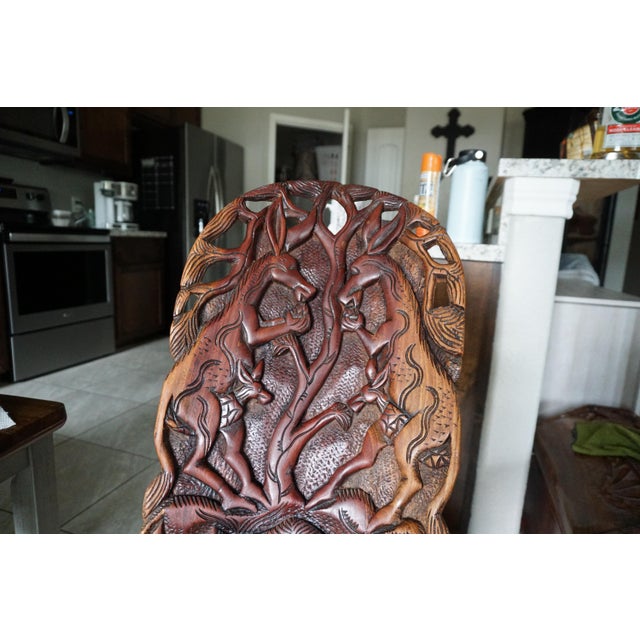 1980s Hand-Carved Malawian Wildlife Chair | Sculptural Folk Art Accent Chair For Sale - Image 4 of 9