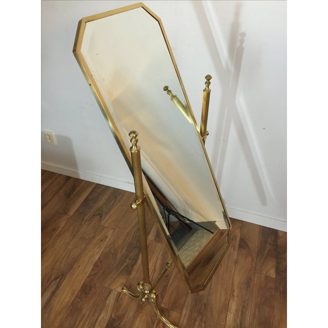Vintage Brass Cheval Standing Floor Mirror Chairish