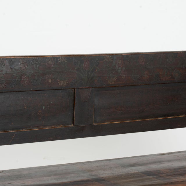 Original Hand-Painted Hungarian Pine Folk Art Storage Bench Circa 1890-1920 For Sale - Image 6 of 13
