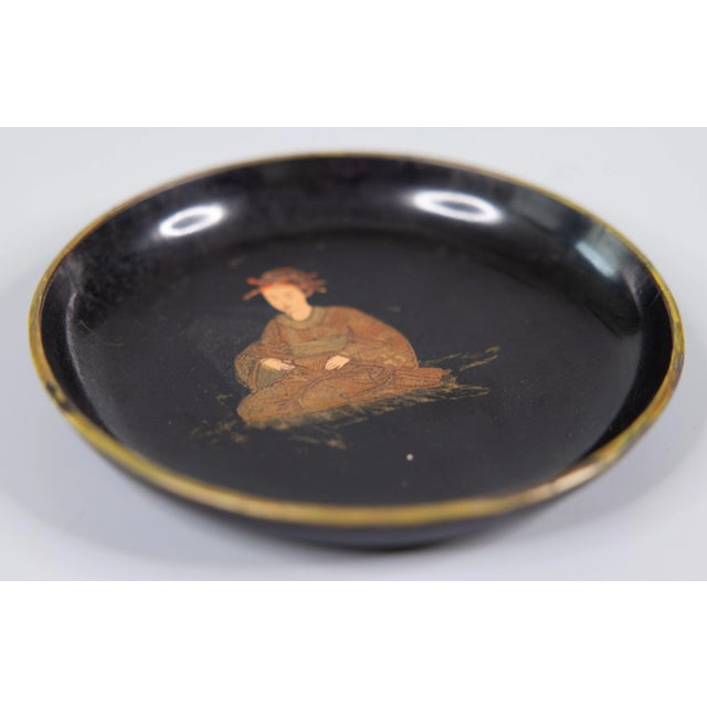 Chinoiserie Antique English Papier Mache Wine Coaster For Sale - Image 3 of 5