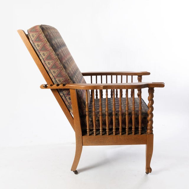 Late 19th Century Antique Oak Morris Chair For Sale - Image 4 of 9