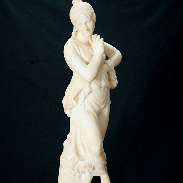 Stone Classical Alabaster Sculpture of a Woman by P. Bazzanti, Florence 19thC For Sale - Image 7 of 18
