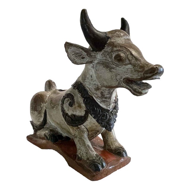 Nandi Cow in Carved and Lacquered Wood For Sale