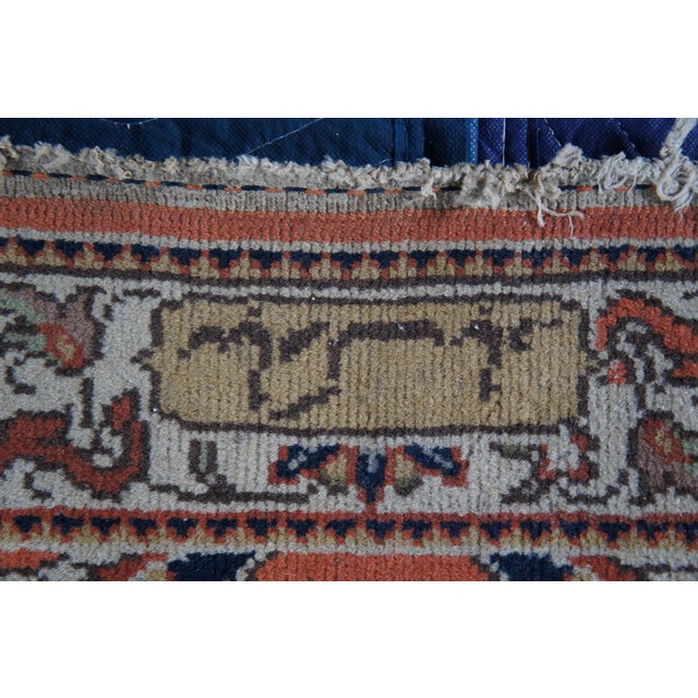 Vintage Hand Knotted Wool Geometric Medallion Orange Rug Runner Signed 3' X 8' For Sale - Image 6 of 11