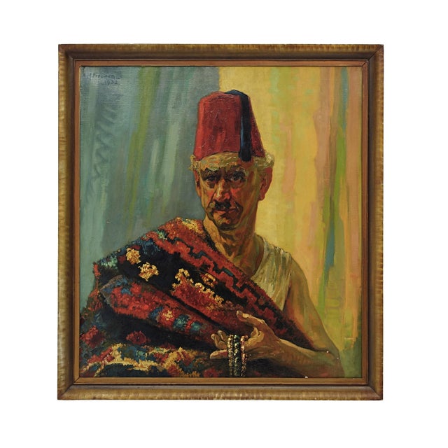 Hein Froonen, Moroccan Seller of Kilims and Jewels, 1930s, Oil Painting For Sale