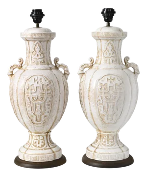 Large Chinese Ceramic Table Lamps from Ugo Zaccagnini, 1960s, Set of 2