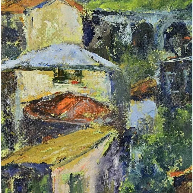 Contemporary Pino Romanò, Houses in the Countryside, Oil Painting, 1990s For Sale - Image 3 of 5