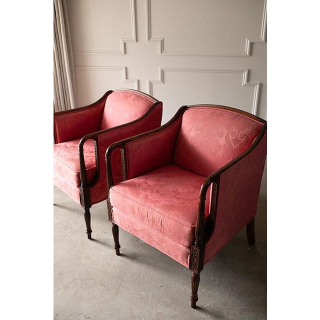 Late 20th Century Louis XVI Pink Bergère Chairs by Woodmark Originals - A Pair For Sale - Image 9 of 18