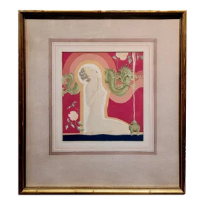 Glenn Crawford Sheffer- Nude Nymph W/ Dragon-Original 1920s Art Deco Painting