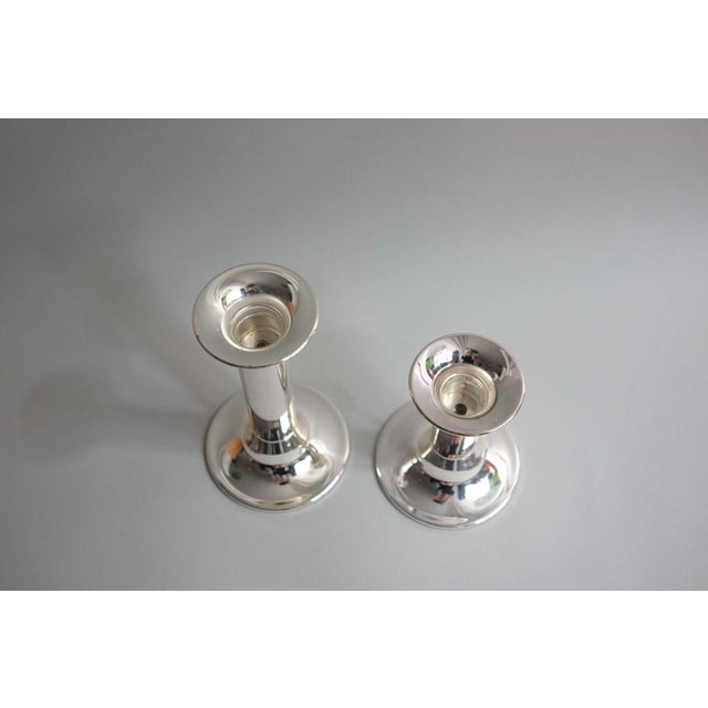 Mid-Century Modern Silver-Plated Candlesticks from Bbi, 1960s, Set of 2 For Sale - Image 3 of 4