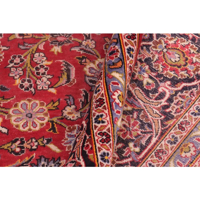Transitional Vintage Hand-Knotted Wool Rug – 9.5 X 13.1 Red & Blue For Sale - Image 3 of 7