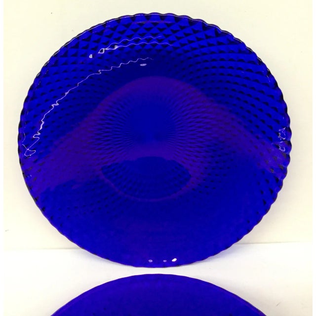 Mid-Century Modern Vintage Colbalt Diamond Back Plates - a Pair For Sale - Image 3 of 11