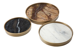 Regina Andrew Modern Brass and Marble Mixer Trays - Set of 3