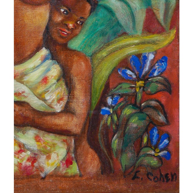 F. Cohen Warm-Toned Abstract Figurative Black Art Portrait of a Mother with Children, 20th Century For Sale - Image 9 of 12